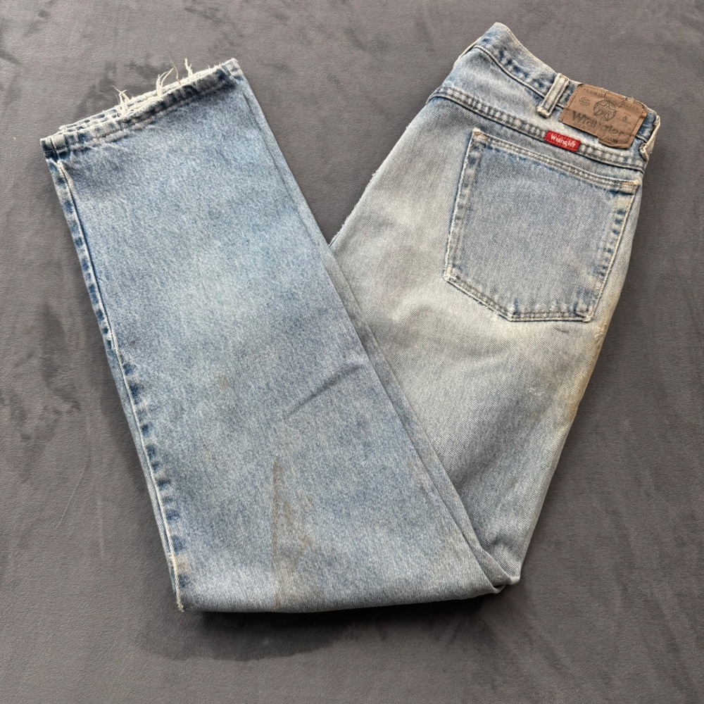 Vintage Wrangler Distressed Straight Leg Jeans Light Wash 36x32 Thrashed Denim